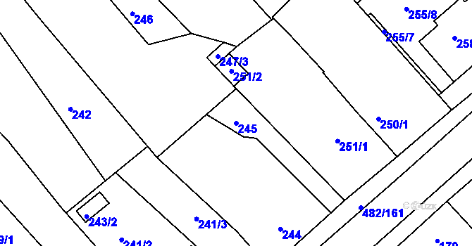 Parcela st. 245 v KÚ Pavlov u Dolních Věstonic, Katastrální mapa