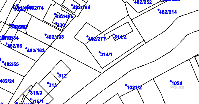 Parcela st. 314/1 v KÚ Pavlov u Dolních Věstonic, Katastrální mapa