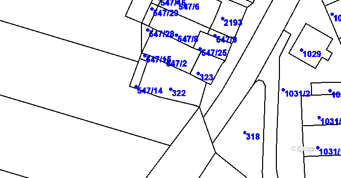 Parcela st. 322 v KÚ Pavlov u Dolních Věstonic, Katastrální mapa