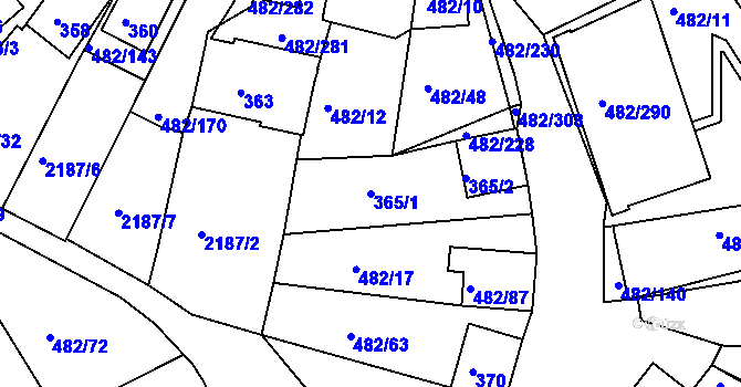 Parcela st. 365/1 v KÚ Pavlov u Dolních Věstonic, Katastrální mapa