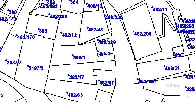 Parcela st. 365/2 v KÚ Pavlov u Dolních Věstonic, Katastrální mapa