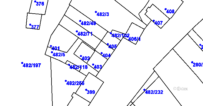 Parcela st. 404 v KÚ Pavlov u Dolních Věstonic, Katastrální mapa