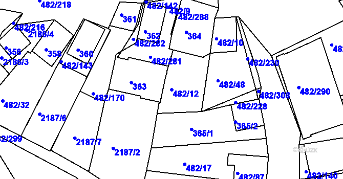 Parcela st. 482/12 v KÚ Pavlov u Dolních Věstonic, Katastrální mapa