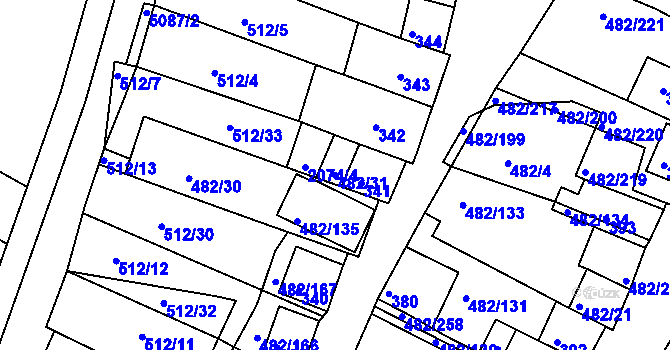 Parcela st. 482/31 v KÚ Pavlov u Dolních Věstonic, Katastrální mapa
