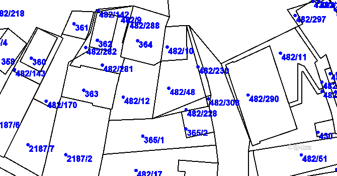 Parcela st. 482/48 v KÚ Pavlov u Dolních Věstonic, Katastrální mapa