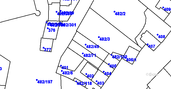 Parcela st. 482/49 v KÚ Pavlov u Dolních Věstonic, Katastrální mapa