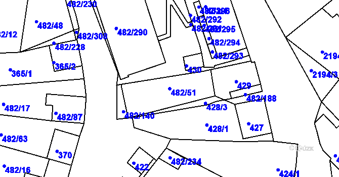 Parcela st. 482/51 v KÚ Pavlov u Dolních Věstonic, Katastrální mapa
