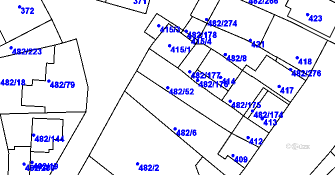 Parcela st. 482/52 v KÚ Pavlov u Dolních Věstonic, Katastrální mapa