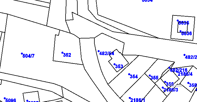 Parcela st. 482/54 v KÚ Pavlov u Dolních Věstonic, Katastrální mapa