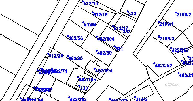 Parcela st. 482/60 v KÚ Pavlov u Dolních Věstonic, Katastrální mapa