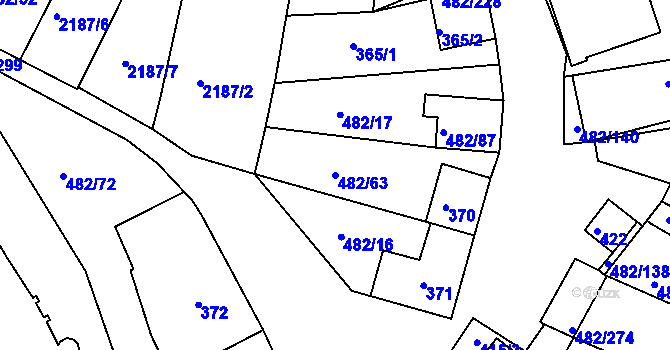 Parcela st. 482/63 v KÚ Pavlov u Dolních Věstonic, Katastrální mapa