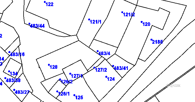 Parcela st. 483/4 v KÚ Pavlov u Dolních Věstonic, Katastrální mapa