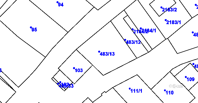 Parcela st. 483/13 v KÚ Pavlov u Dolních Věstonic, Katastrální mapa