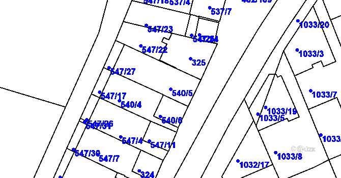 Parcela st. 540/5 v KÚ Pavlov u Dolních Věstonic, Katastrální mapa