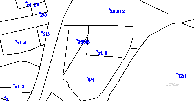 Parcela st. 6 v KÚ Bezděkov u Třešti, Katastrální mapa