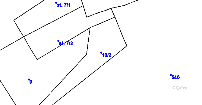 Parcela st. 10/2 v KÚ Bezděkov u Třešti, Katastrální mapa