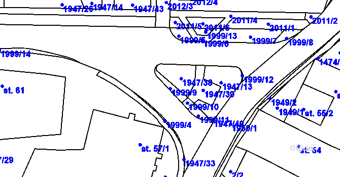 Parcela st. 1999/9 v KÚ Pavlov u Stonařova, Katastrální mapa