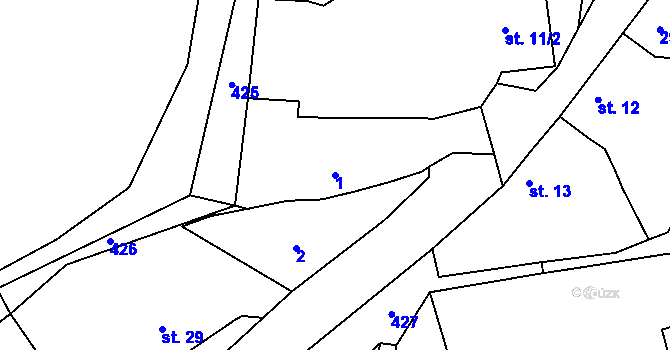 Parcela st. 1 v KÚ Stajiště, Katastrální mapa