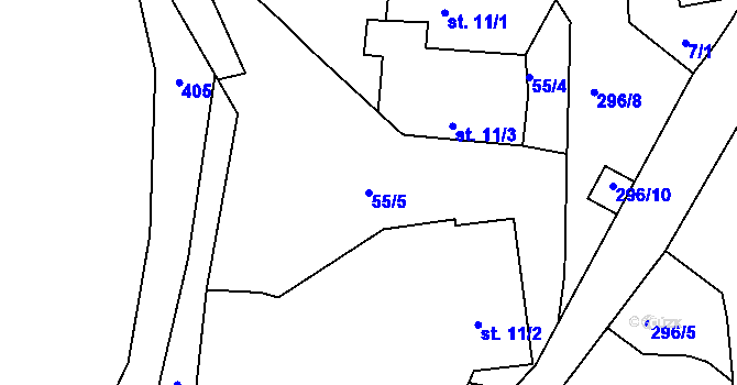 Parcela st. 55/5 v KÚ Stajiště, Katastrální mapa