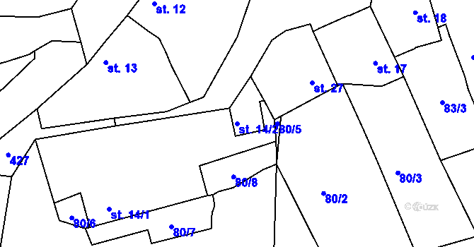 Parcela st. 14/2 v KÚ Stajiště, Katastrální mapa