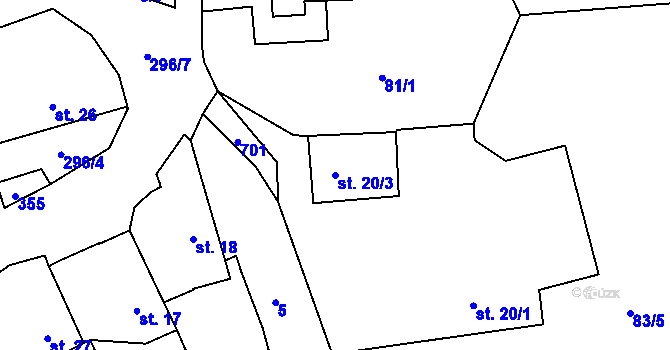 Parcela st. 20/3 v KÚ Stajiště, Katastrální mapa