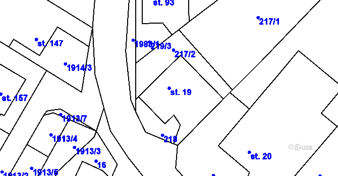 Parcela st. 19 v KÚ Pavlov, Katastrální mapa
