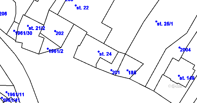 Parcela st. 24 v KÚ Pavlov, Katastrální mapa