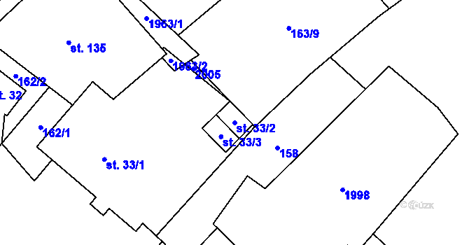Parcela st. 33/2 v KÚ Pavlov, Katastrální mapa