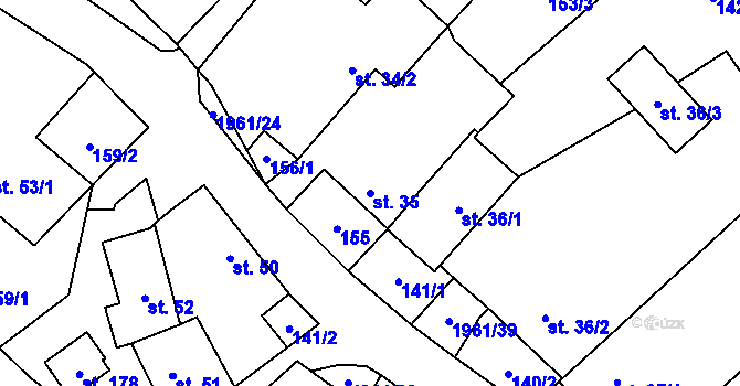 Parcela st. 35 v KÚ Pavlov, Katastrální mapa