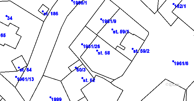 Parcela st. 58 v KÚ Pavlov, Katastrální mapa