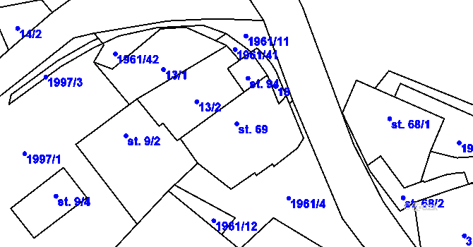 Parcela st. 69 v KÚ Pavlov, Katastrální mapa