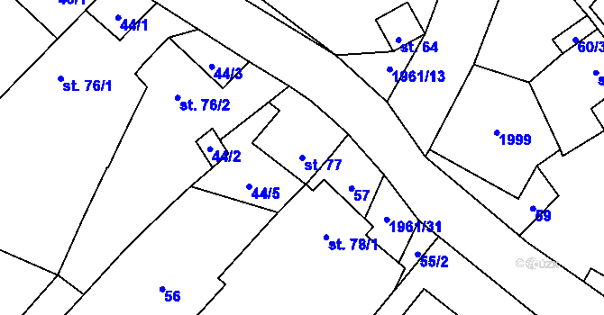 Parcela st. 77 v KÚ Pavlov, Katastrální mapa