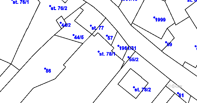 Parcela st. 78/1 v KÚ Pavlov, Katastrální mapa