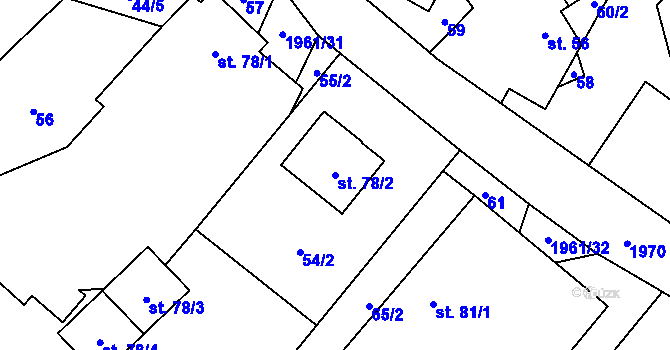Parcela st. 78/2 v KÚ Pavlov, Katastrální mapa