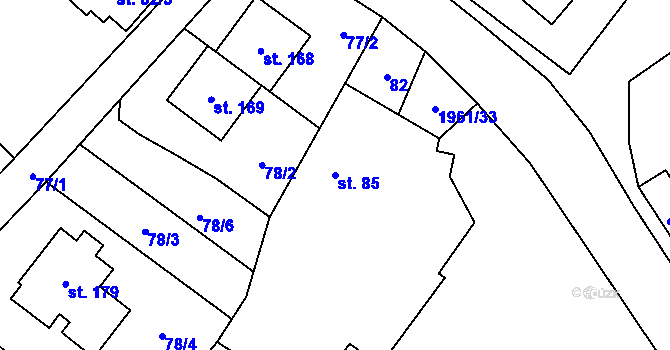 Parcela st. 85 v KÚ Pavlov, Katastrální mapa