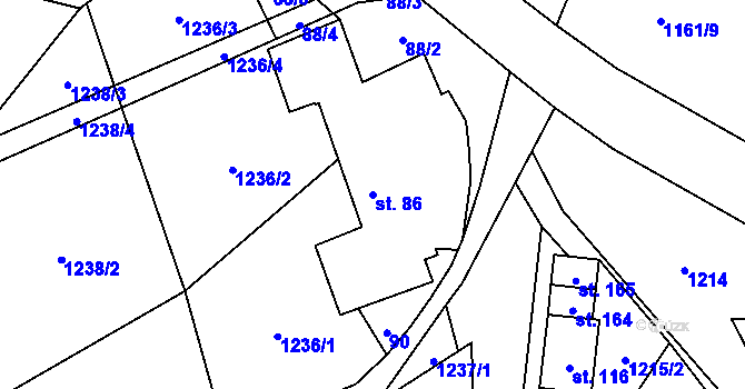 Parcela st. 86 v KÚ Pavlov, Katastrální mapa