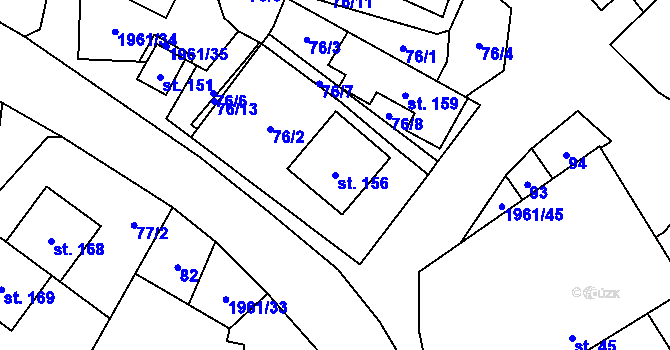 Parcela st. 156 v KÚ Pavlov, Katastrální mapa