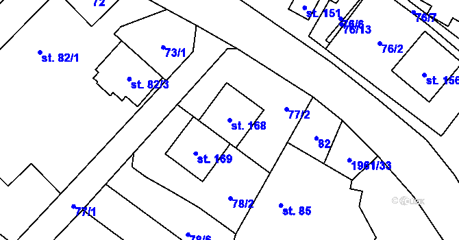 Parcela st. 168 v KÚ Pavlov, Katastrální mapa