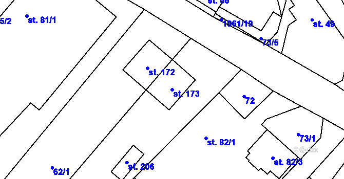 Parcela st. 173 v KÚ Pavlov, Katastrální mapa