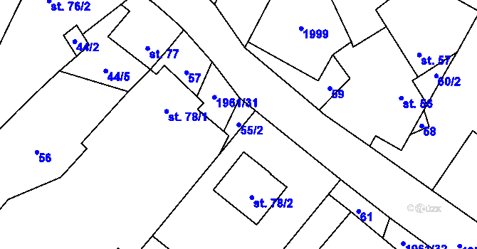 Parcela st. 55/2 v KÚ Pavlov, Katastrální mapa