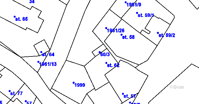 Parcela st. 60/3 v KÚ Pavlov, Katastrální mapa