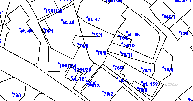 Parcela st. 76/5 v KÚ Pavlov, Katastrální mapa