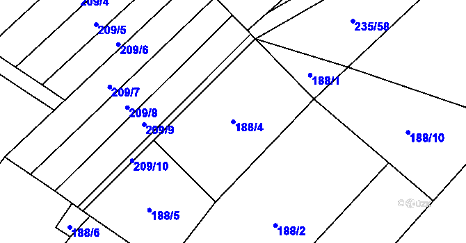 Parcela st. 188/4 v KÚ Pavlov, Katastrální mapa