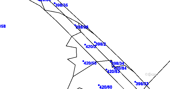 Parcela st. 420/2 v KÚ Pavlov, Katastrální mapa