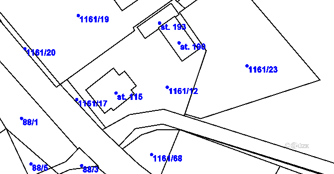 Parcela st. 1161/12 v KÚ Pavlov, Katastrální mapa