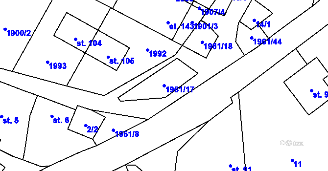 Parcela st. 1961/17 v KÚ Pavlov, Katastrální mapa
