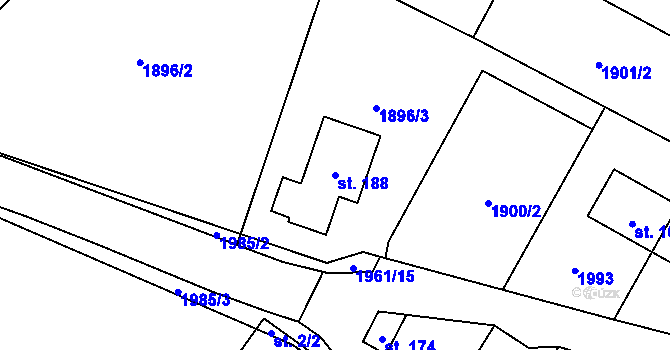 Parcela st. 188 v KÚ Pavlov, Katastrální mapa