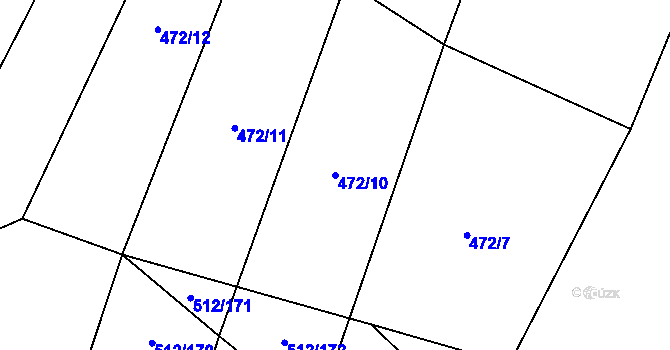 Parcela st. 472/10 v KÚ Pavlov, Katastrální mapa
