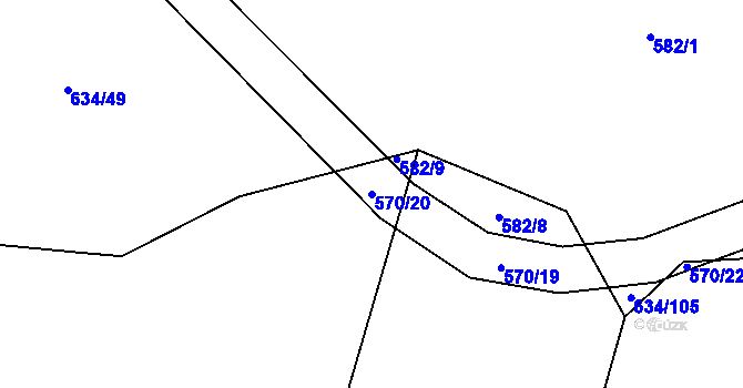 Parcela st. 570/20 v KÚ Pavlov, Katastrální mapa