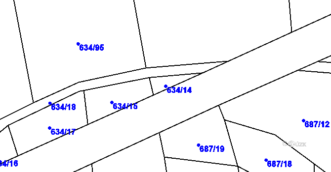 Parcela st. 634/14 v KÚ Pavlov, Katastrální mapa
